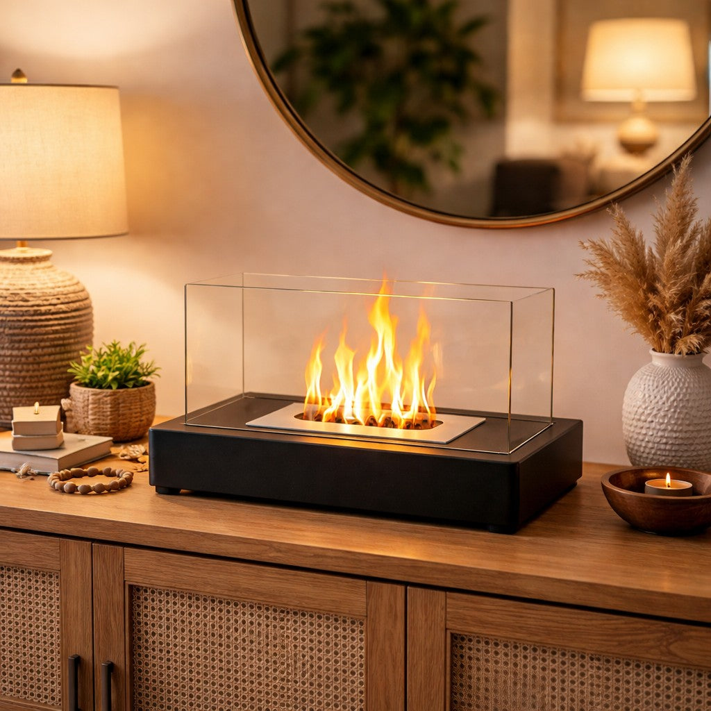 BIOCAMINO DA TAVOLO BERLINO NERO L35x P18 x H20,5 INTERNO ESTERNO