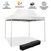 GAZEBO RICHIUDIBILE 3X2 BIANCO ACCIAIO 1080D RIVESTITO PVC MARKET