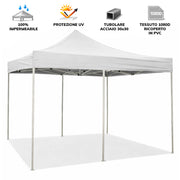 GAZEBO RICHIUDIBILE 3X6 BIANCO ACCIAIO 1080D RIVESTITO PVC MARKET