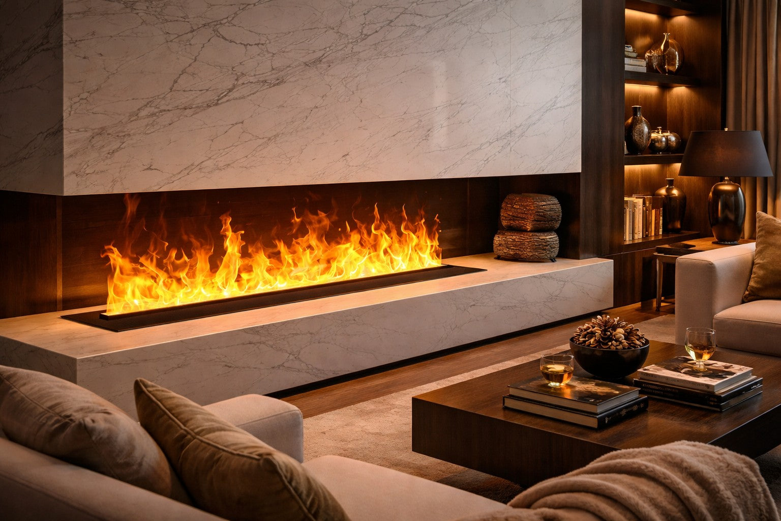 Camino elettrico a Vapore Acqueo 3D bruciatore inserto da incasso L 120 DFVAPO100