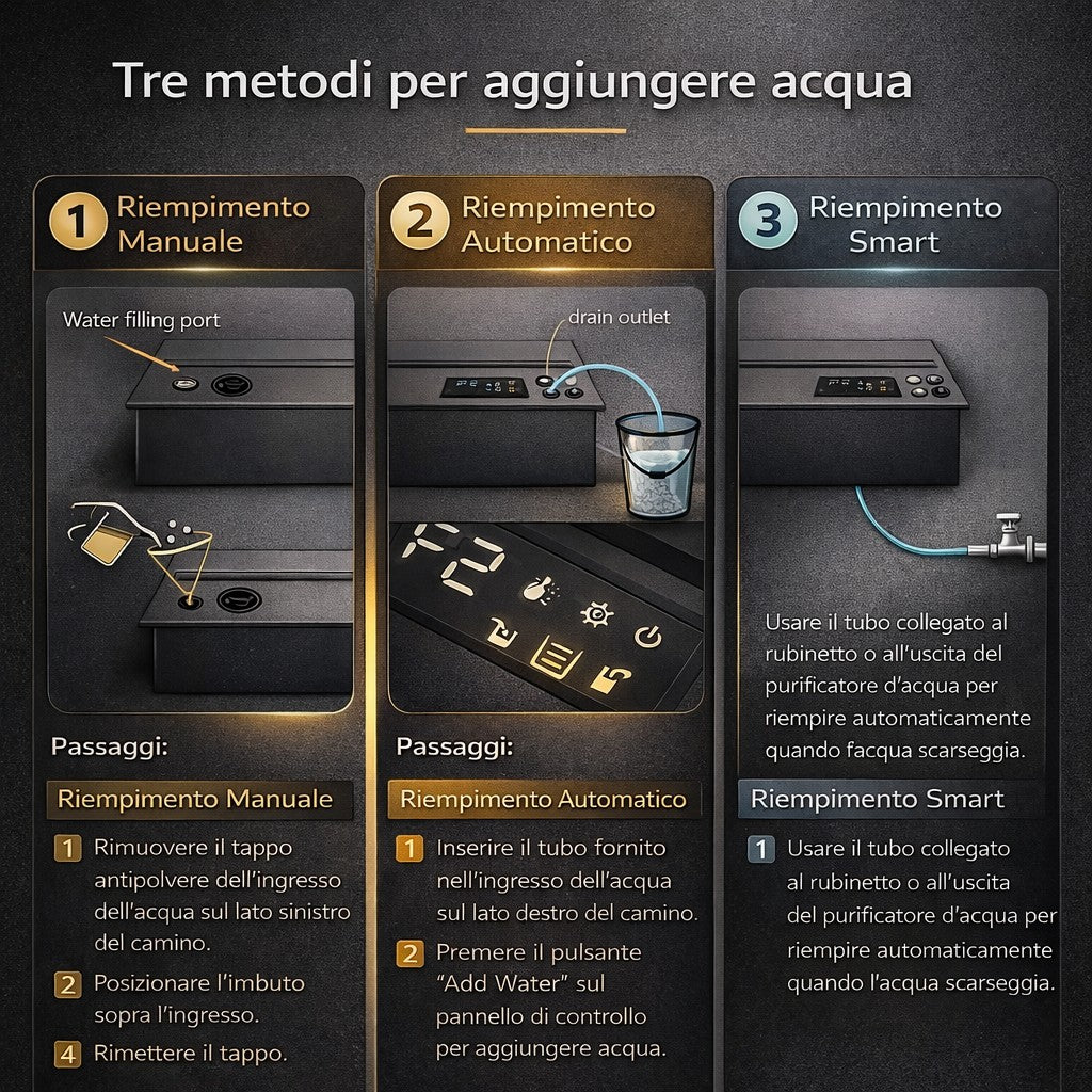 Camino elettrico a Vapore Acqueo 3D bruciatore inserto da incasso L 120 DFVAPO120