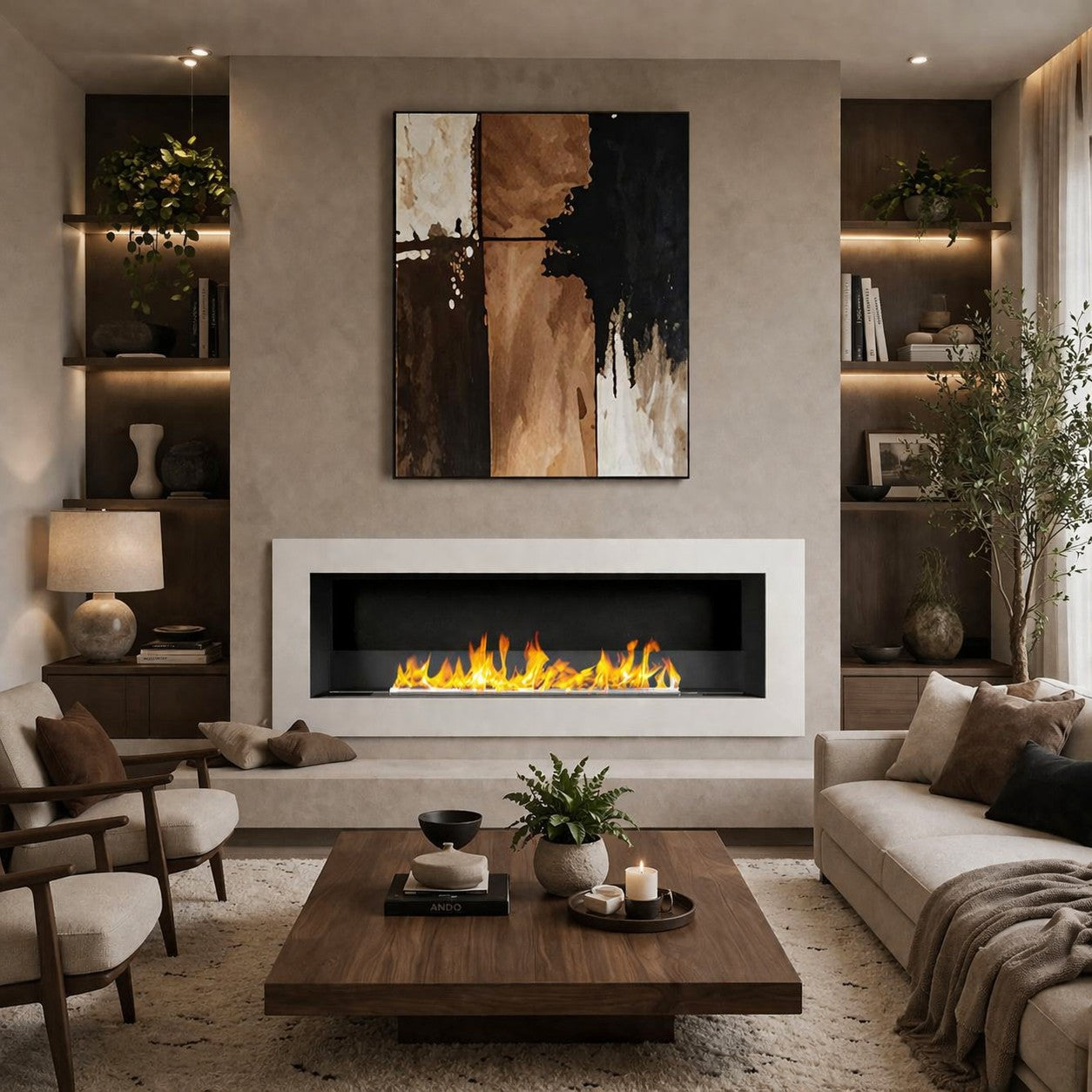 Camino a bioetanolo da parete biocamino 120x40 SIENA 120 Bianco