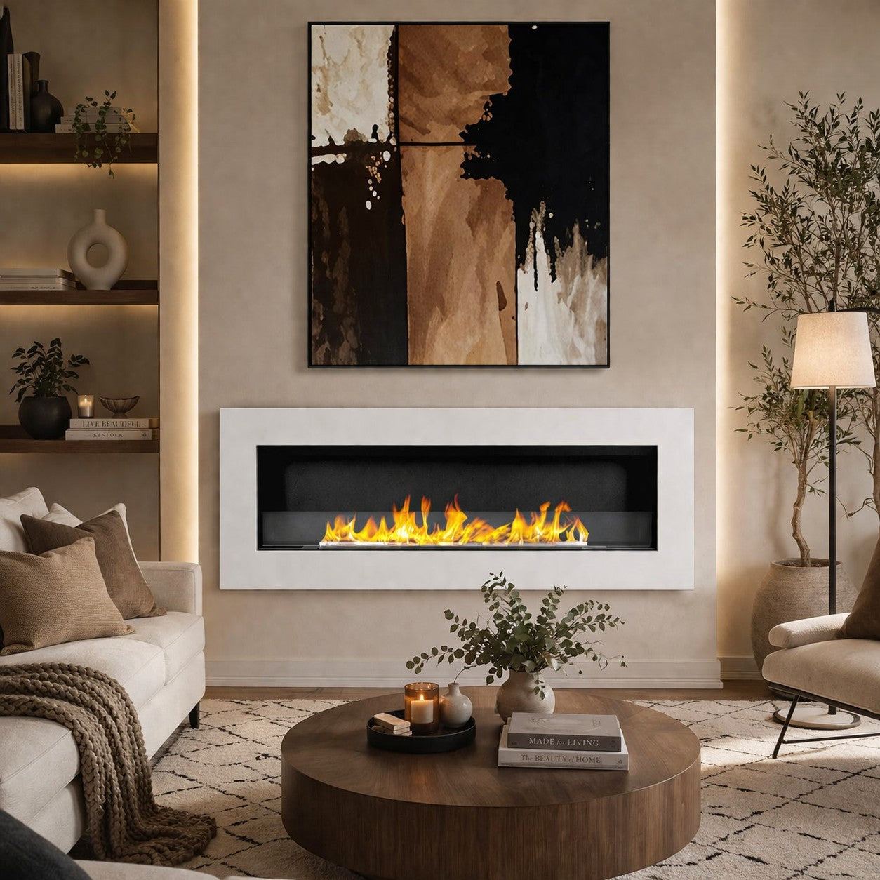 Camino a bioetanolo da parete biocamino 120x40 SIENA 120 Bianco