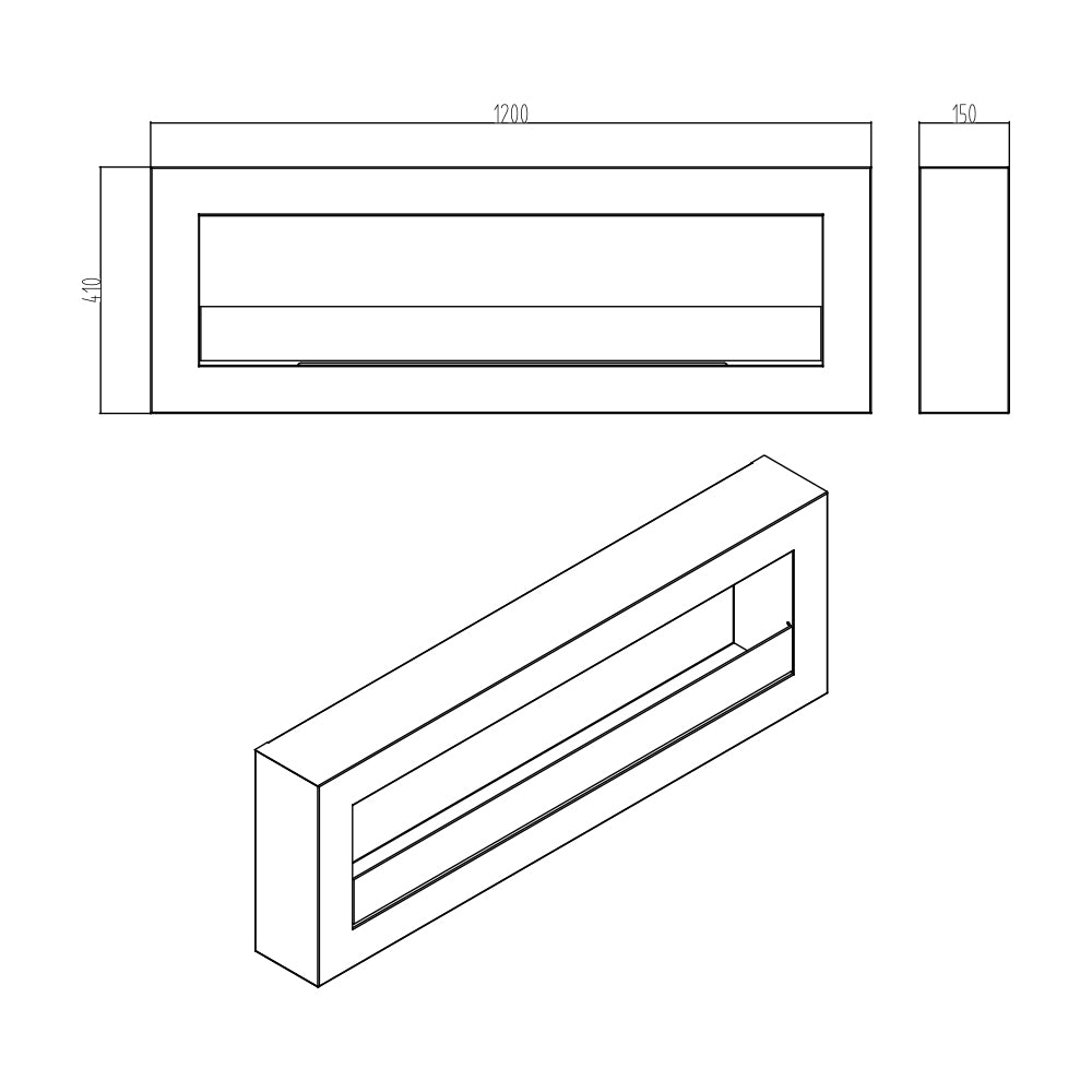 Camino a bioetanolo da parete biocamino 120x40 SIENA 120 Bianco