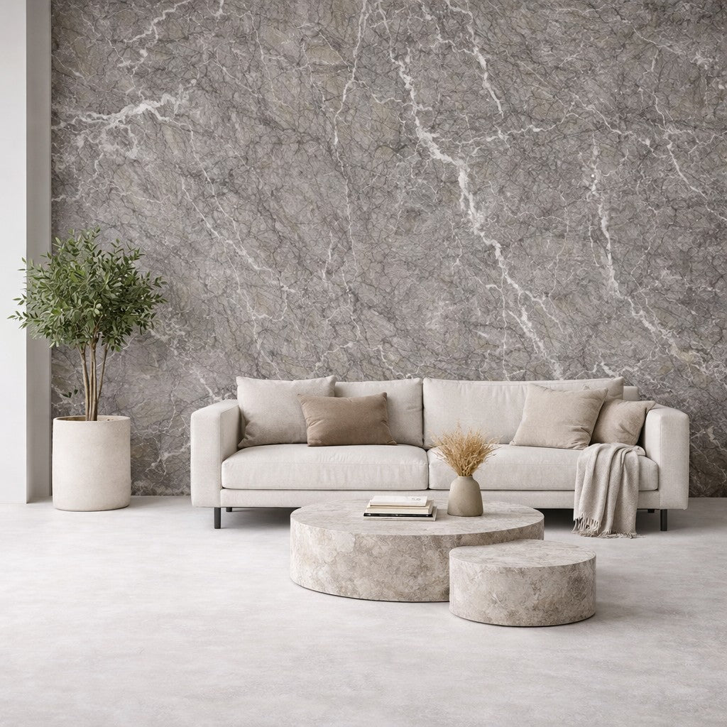 Pannello decorativo effetto marmo gres set 6 pz 4,3 mt2 rivestimento murale PVC in UV 120 x 60 Marmo Grigio Opaco