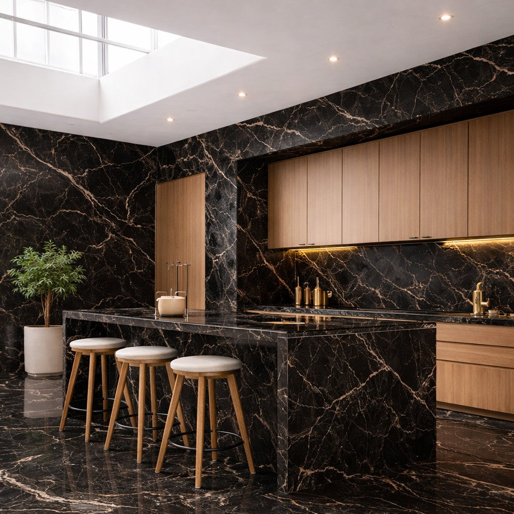 Pannello decorativo effetto marmo gres porcellanato set 6 pz 4,3 mt2 rivestimento murale PVC in UV 120 x 60 Marmo Nero