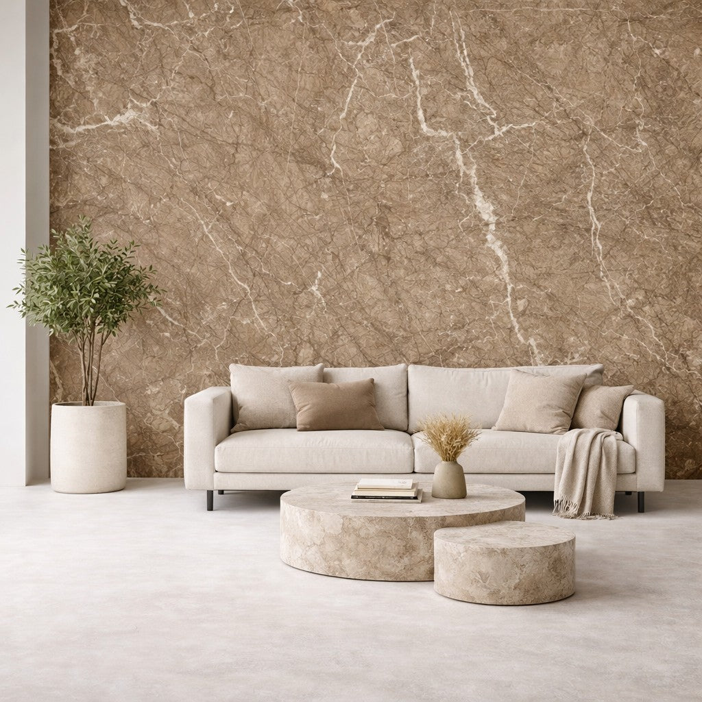 Pannello decorativo effetto marmo gres porcellanato set 6 pz 4,3 mt2 rivestimento murale PVC in UV 120 x 60 Marmo Beige