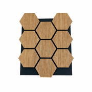 Pannello decorativo in legno MDF motivo esagonale e feltro PET Set 12 pz 62x76 Rivestimento murale fonoassorbente Rovere