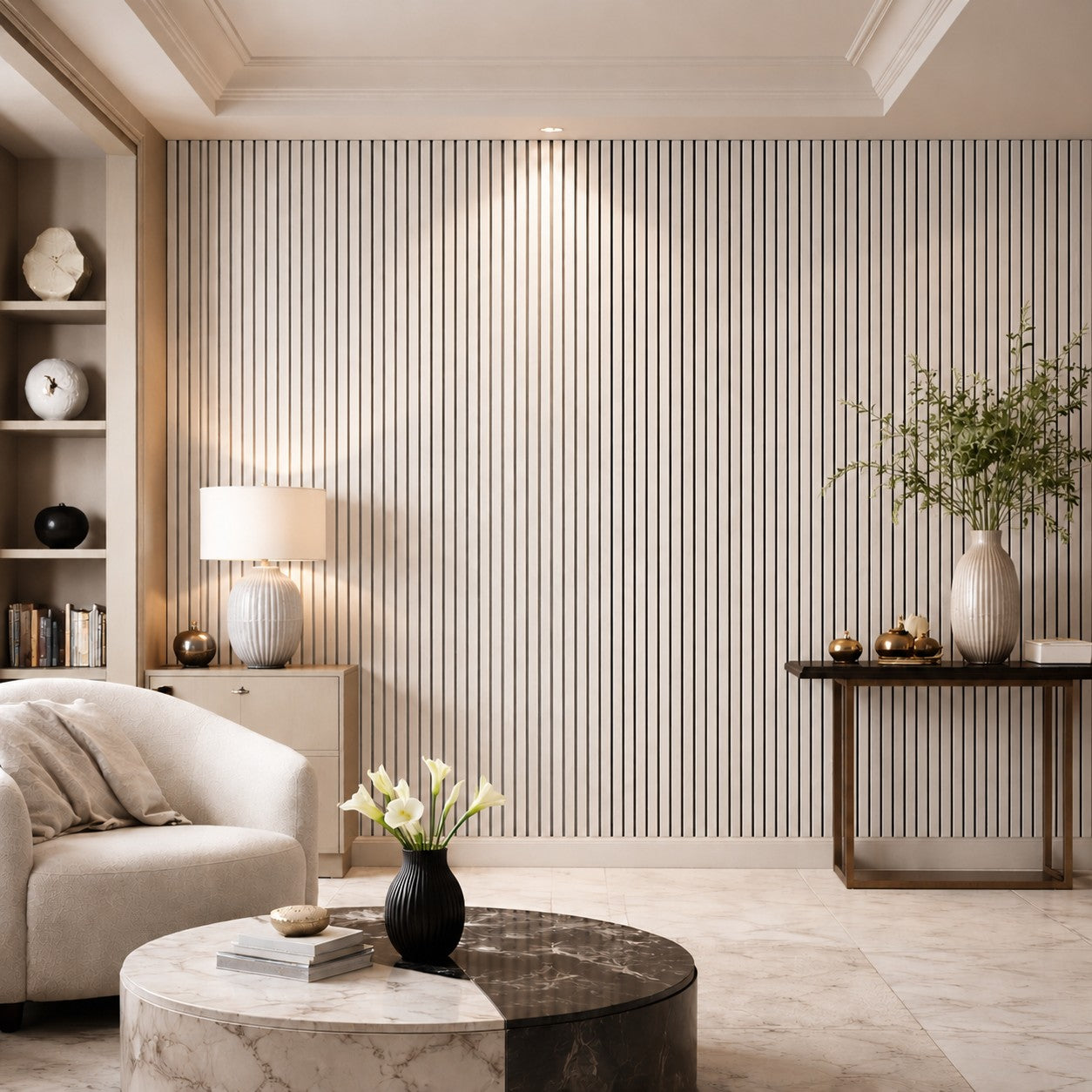 Pannello decorativo in PVC a listelli effetto doghe in legno Set 10 pz 120x30 Rivestimento murale Bianco