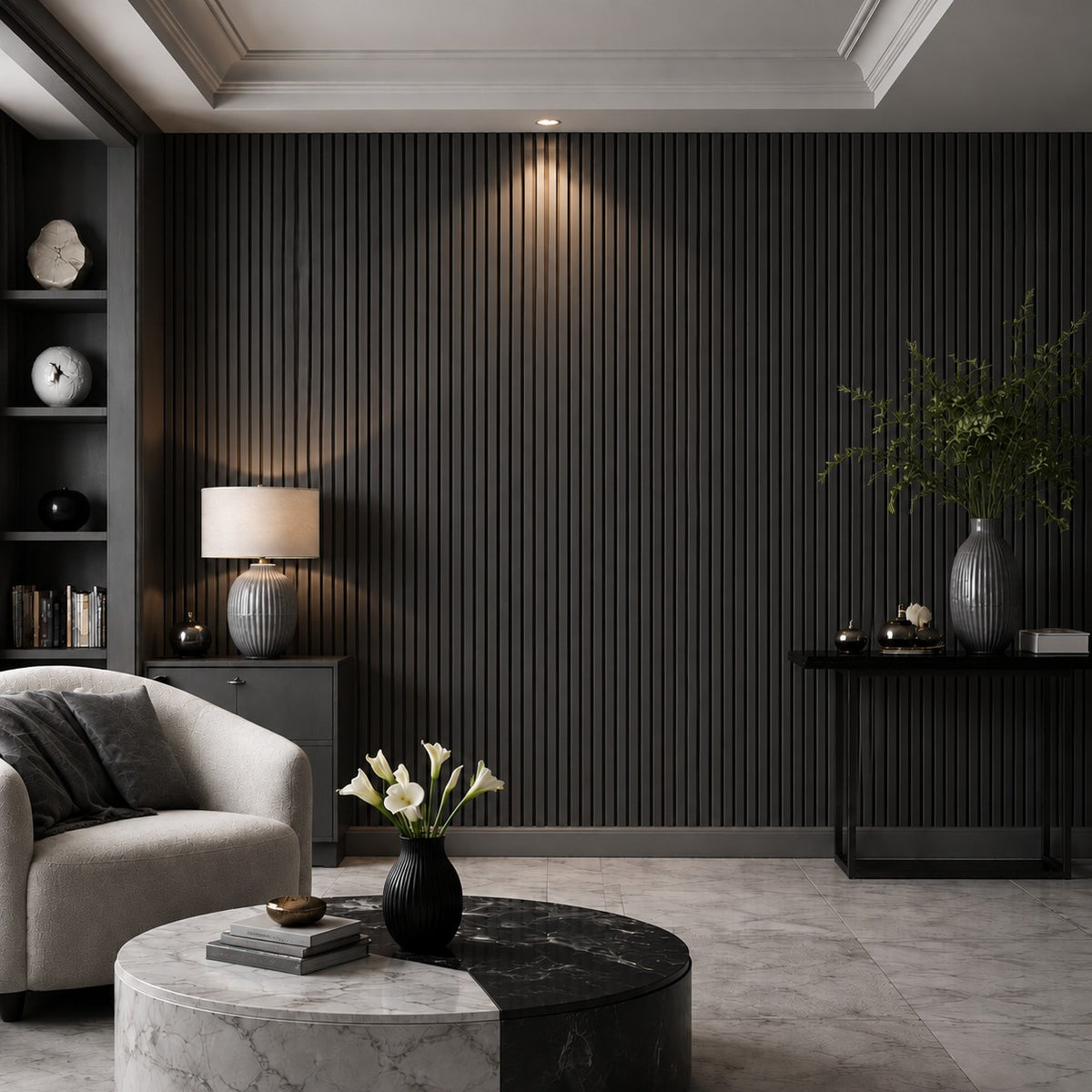 Pannello decorativo in PVC a listelli effetto doghe in legno Set 10 pz 120x30 Rivestimento murale Nero
