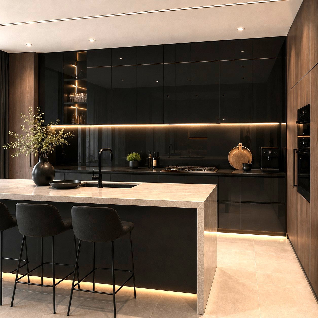 Pannello decorativo effetto specchio specchiato Nero fume' Set 6 pz 120x60 in PVC UV Ultra Slim
