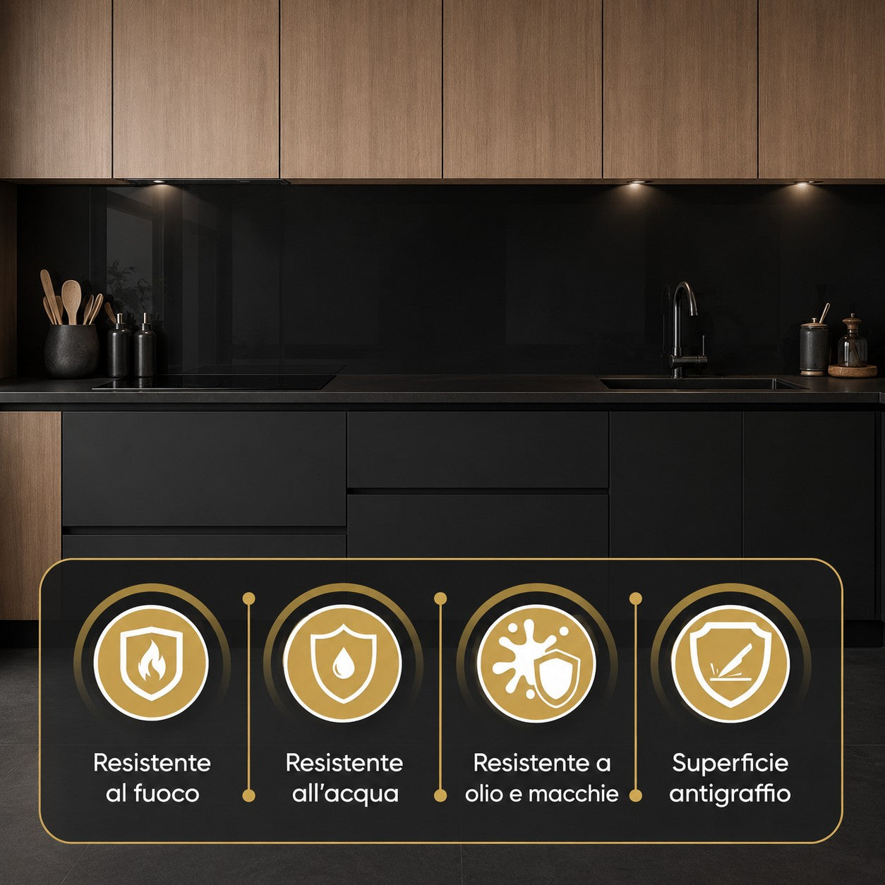 Pannello decorativo effetto specchio specchiato Nero fume' Set 6 pz 120x60 in PVC UV Ultra Slim