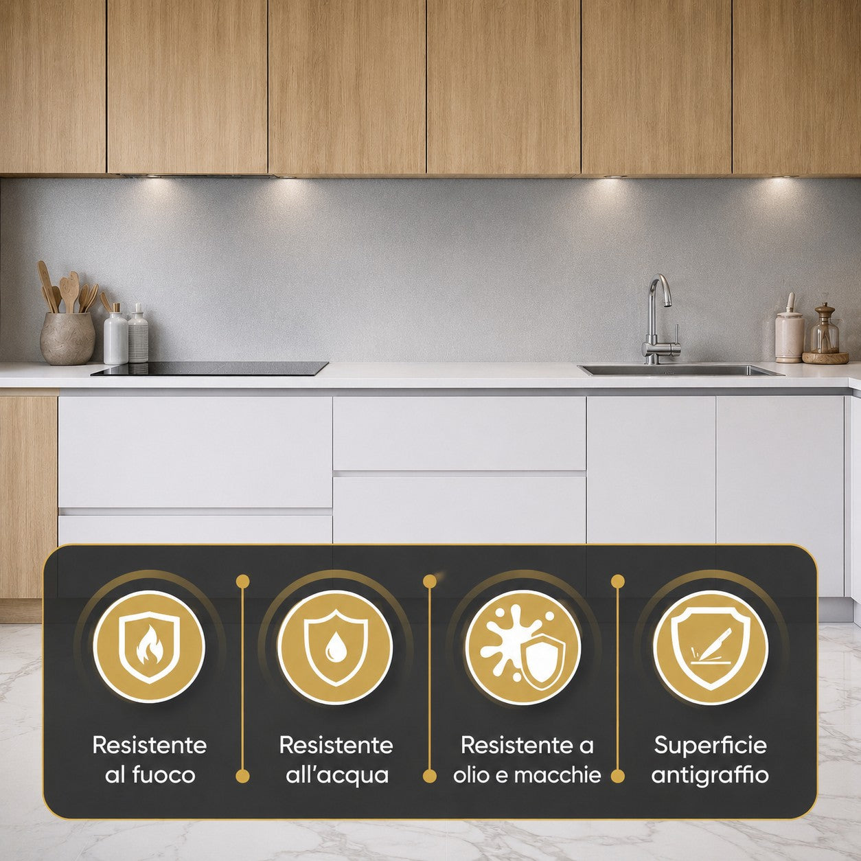 Pannello decorativo effetto metallo Acciaio Inox Set 6 pz 120x60 in PVC UV Ultra Slim