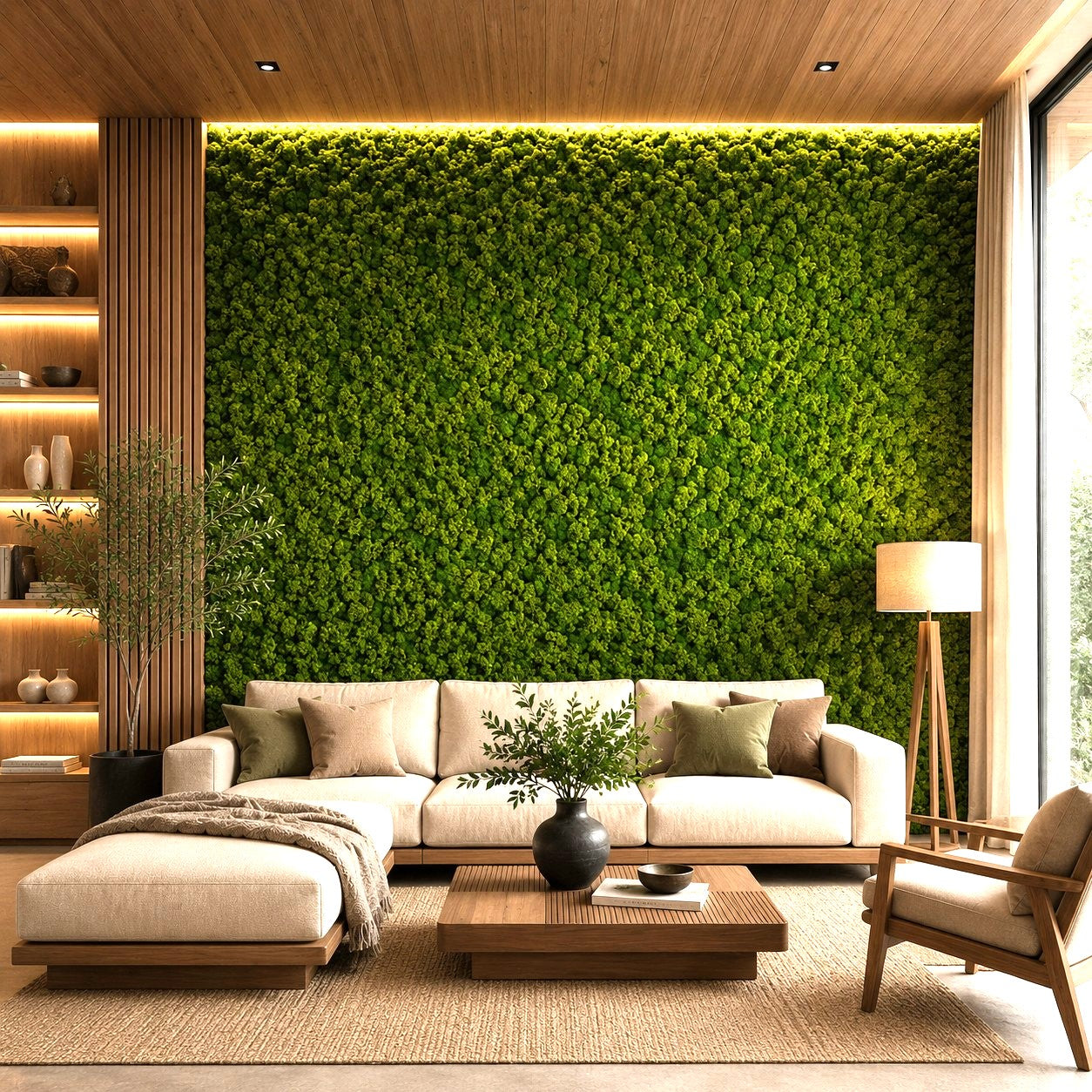 Pannello decorativo fonoassorbente acustico Set 2 pz 60x60 cm effetto muschio sintetico erba artificiale