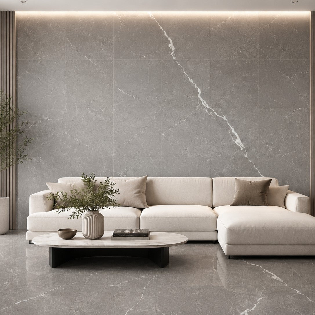 Piastrelle in LTV PVC autoadesive da pavimento parete Set 22 pz 2 mt2 30x30 effetto Marmo Grigio
