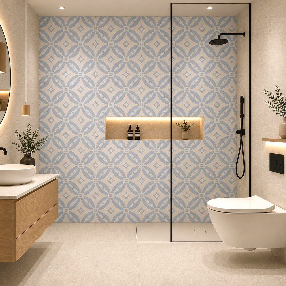 Piastrelle in LTV PVC autoadesive da pavimento parete Set 22 pz 2 mt2 30x30 effetto maiolica Capri