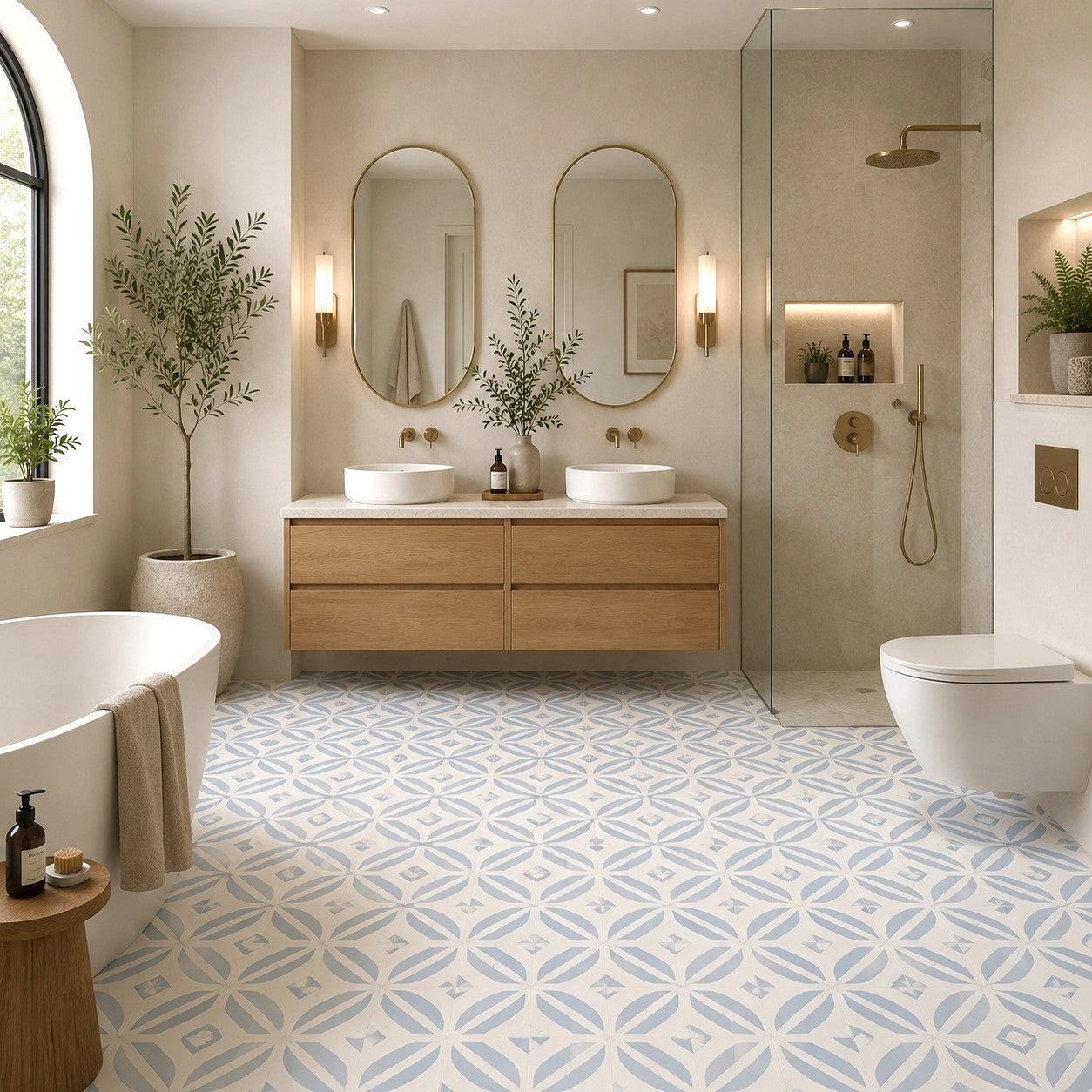 Piastrelle in LTV PVC autoadesive da pavimento parete Set 22 pz 2 mt2 30x30 effetto maiolica Capri