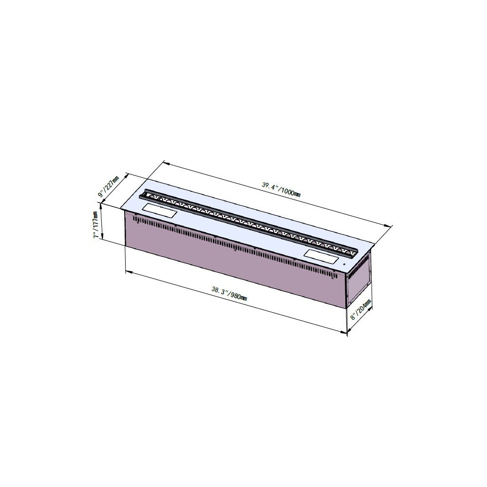 Camino elettrico a Vapore Acqueo 3D APP bruciatore inserto da incasso L 100 VAPOR100