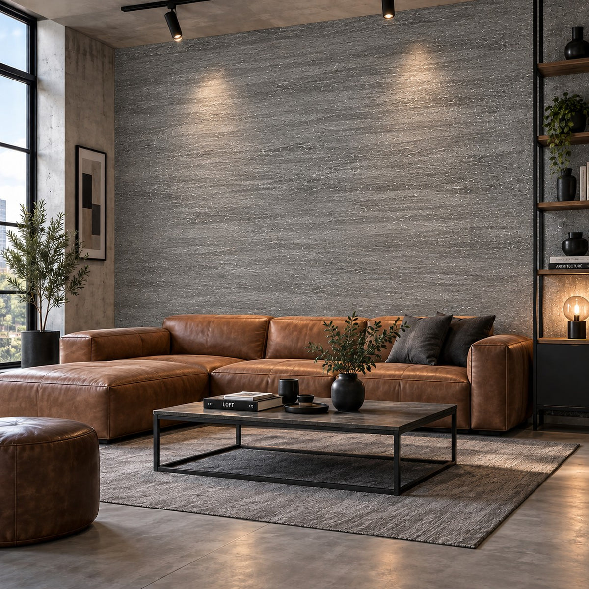 Pannello decorativo effetto pietra gres set 6 pz 4,3 mt2 rivestimento murale PVC in UV 120 x 60 Pietra Cemento