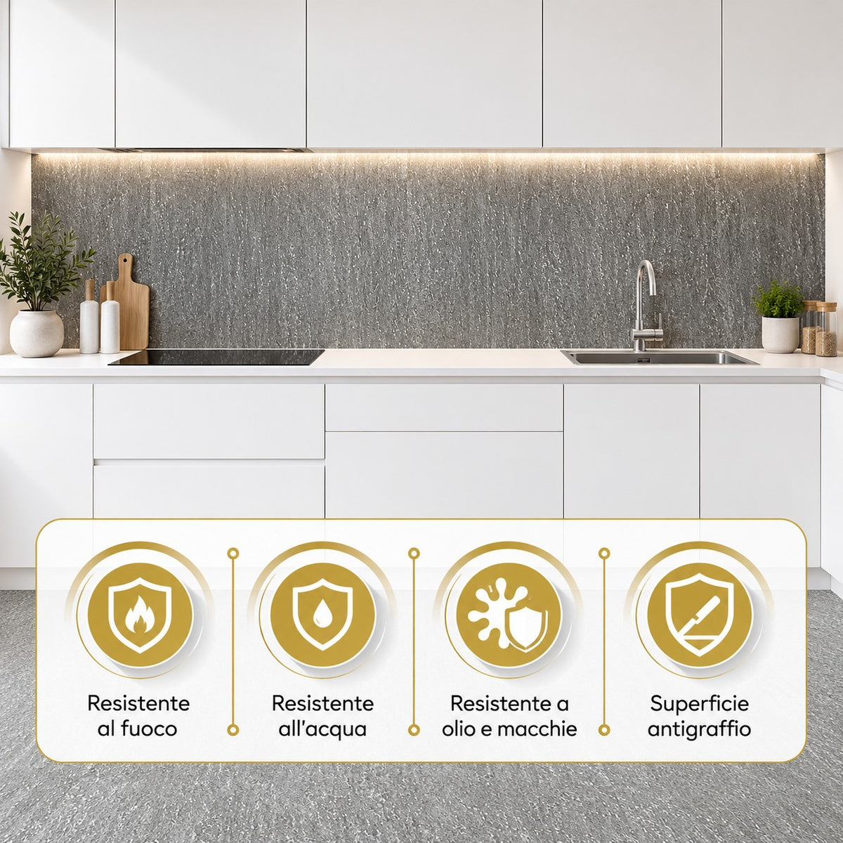 Pannello decorativo effetto pietra gres set 6 pz 4,3 mt2 rivestimento murale PVC in UV 120 x 60 Pietra Cemento
