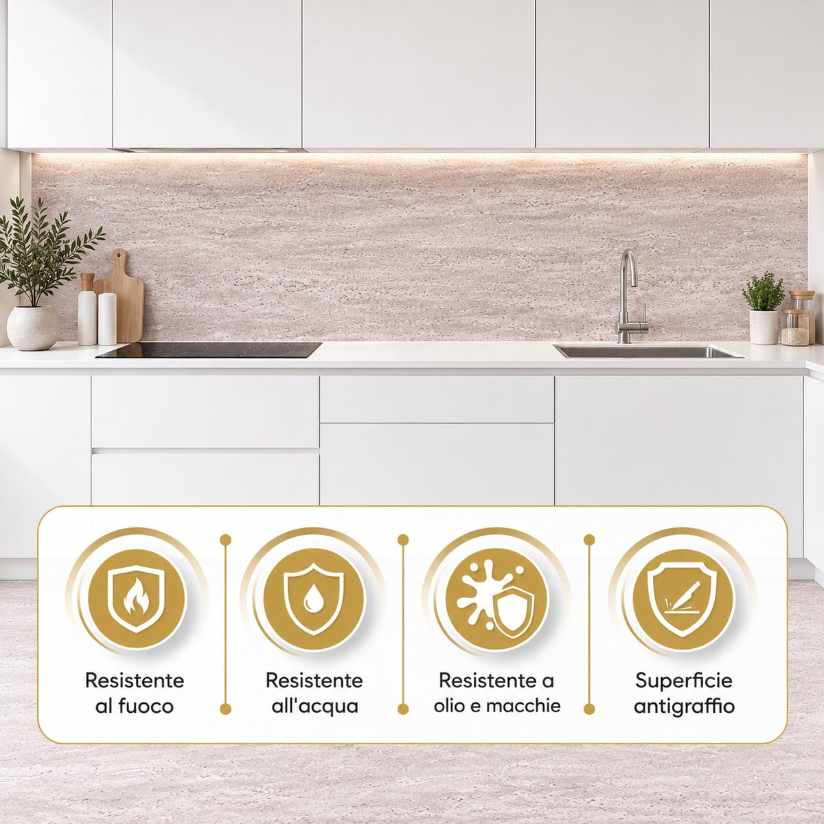 Pannello decorativo effetto pietra travertino gres set 6 pz 4,3 mt2 rivestimento murale PVC in UV 120 x 60 Travertino beige