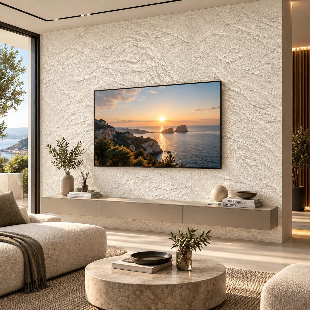 Pannello decorativo effetto pietra gres set 6 pz 4,3 mt2 rivestimento murale PVC in UV 120 x 60 Pietra Bianco Leccese