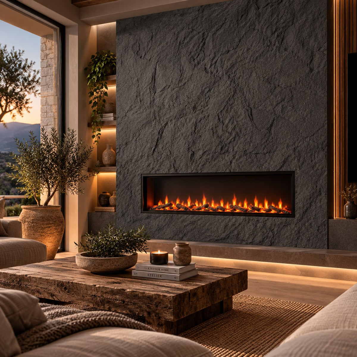 Pannello decorativo effetto roccia pietra 3D set 10 pz 7,2 mt2 rivestimento murale in PU 120 x 60 x 1,6 Grigio Ossidiana