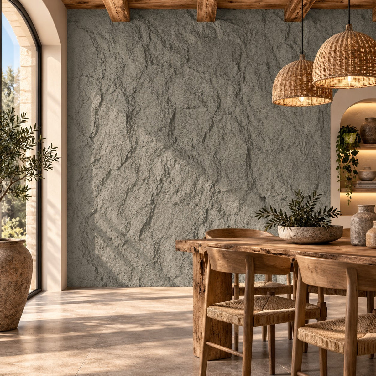 Pannello decorativo effetto roccia pietra 3D set 10 pz 7,2 mt2 rivestimento murale in PU 120 x 60 x 1,6 Grigio Cemento