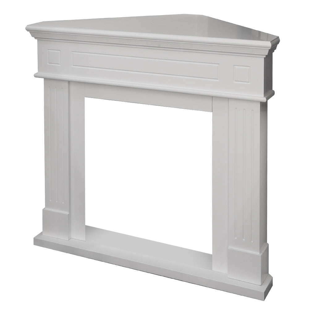 Cornice per camino ad angolo rivestimento in legno L110xP63xH102 Ford Bianco