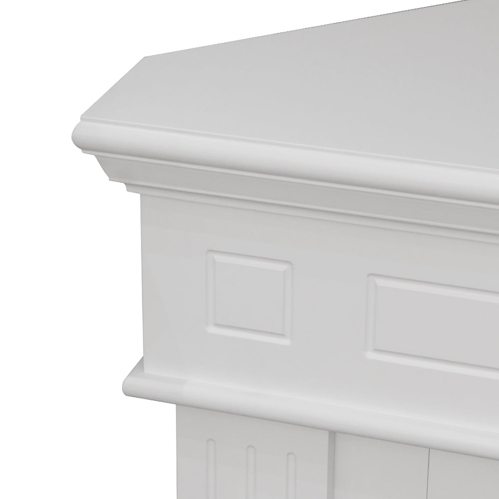 Cornice per camino ad angolo rivestimento in legno L110xP63xH102 Ford Bianco