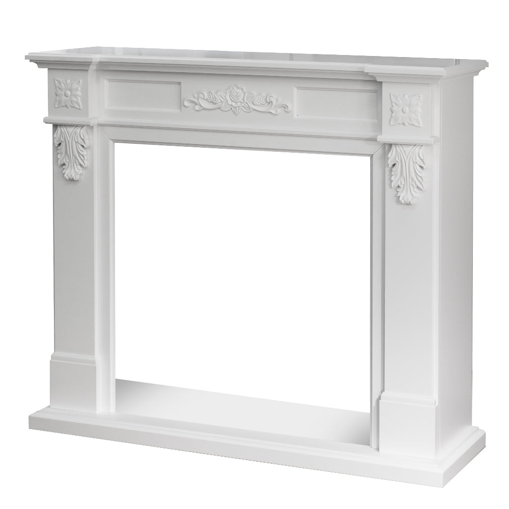 Cornice per camino rivestimento in legno L121xP38xH108 Truman Bianco