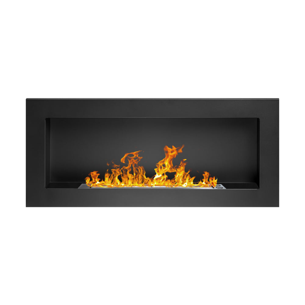 BIOCAMINO DA PARETE/INCASSO LUCCA NERO L 90 x P 12 x H 40