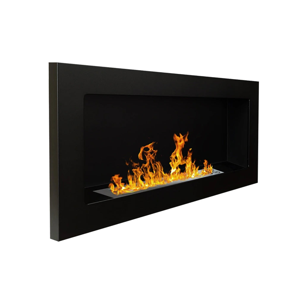 BIOCAMINO DA PARETE/INCASSO LUCCA NERO L 90 x P 12 x H 40