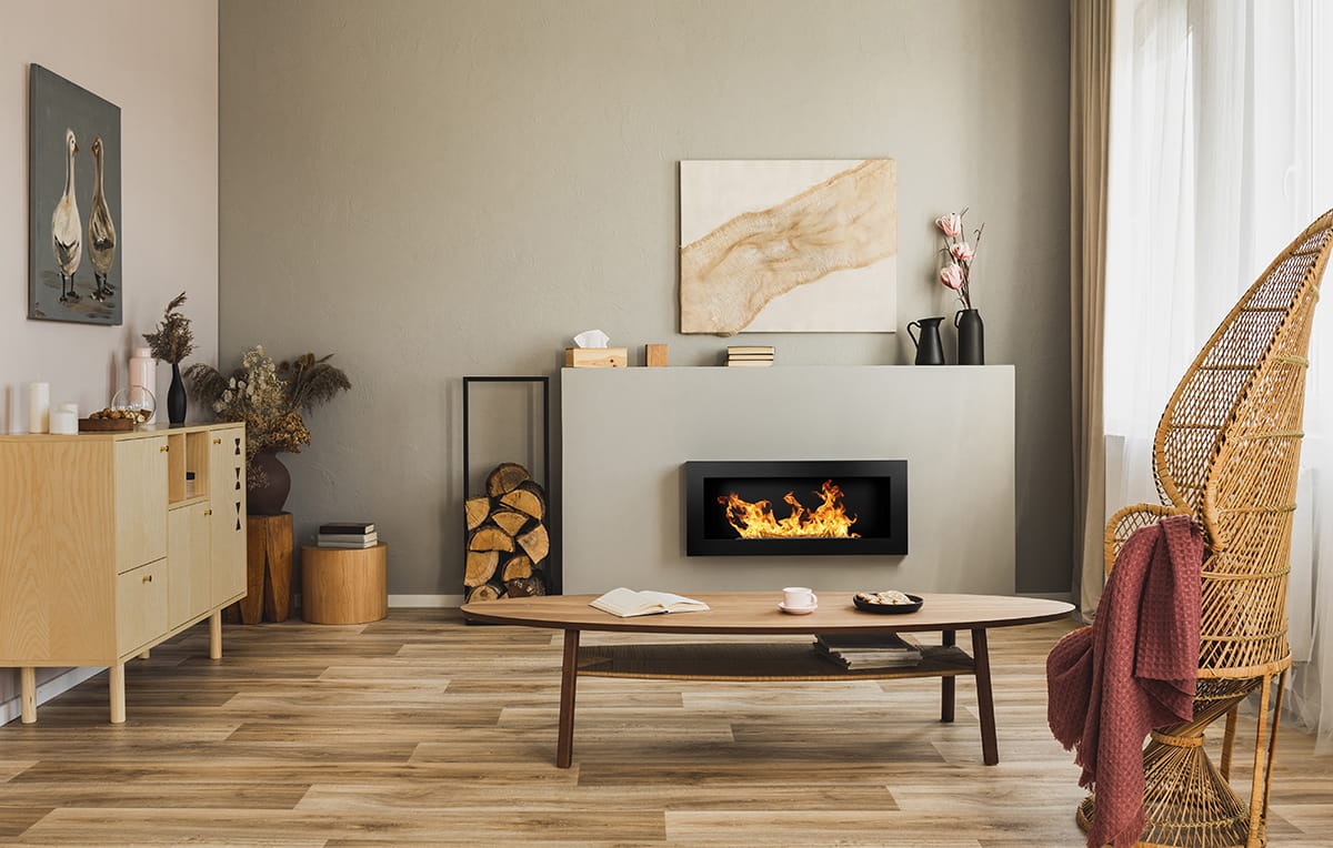 BIOCAMINO DA PARETE/INCASSO LUCCA NERO L 90 x P 12 x H 40