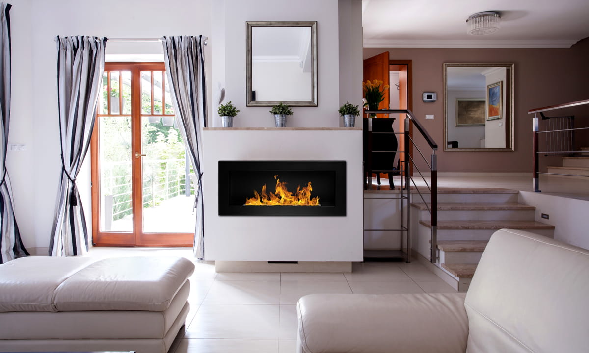 BIOCAMINO DA PARETE/INCASSO LUCCA NERO L 90 x P 12 x H 40