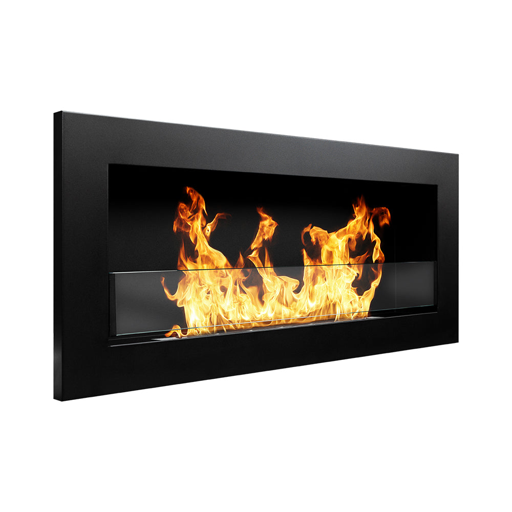 BIOCAMINO DA PARETE/INCASSO LIVORNO NERO L 90 x P 12 x H 40 CON VETRO