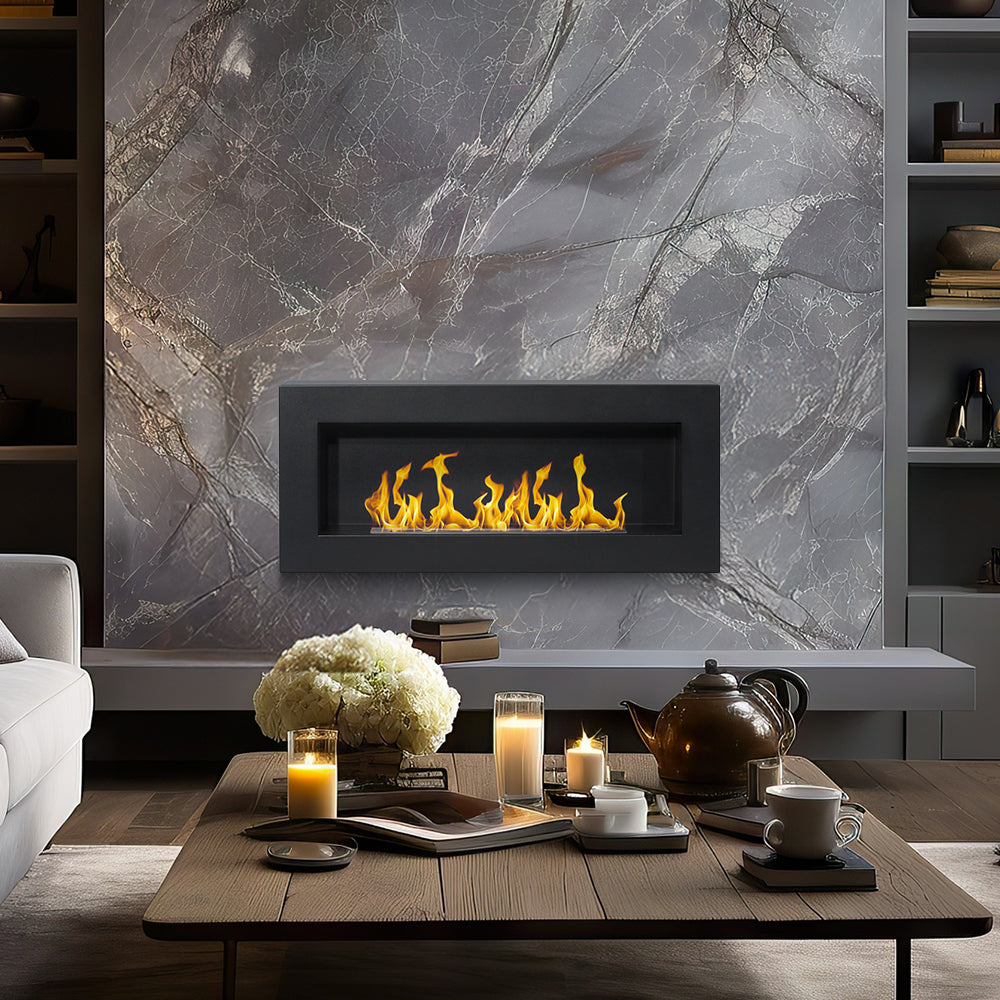 BIOCAMINO DA PARETE SIENA NERO L 90 x P 12 x H 40