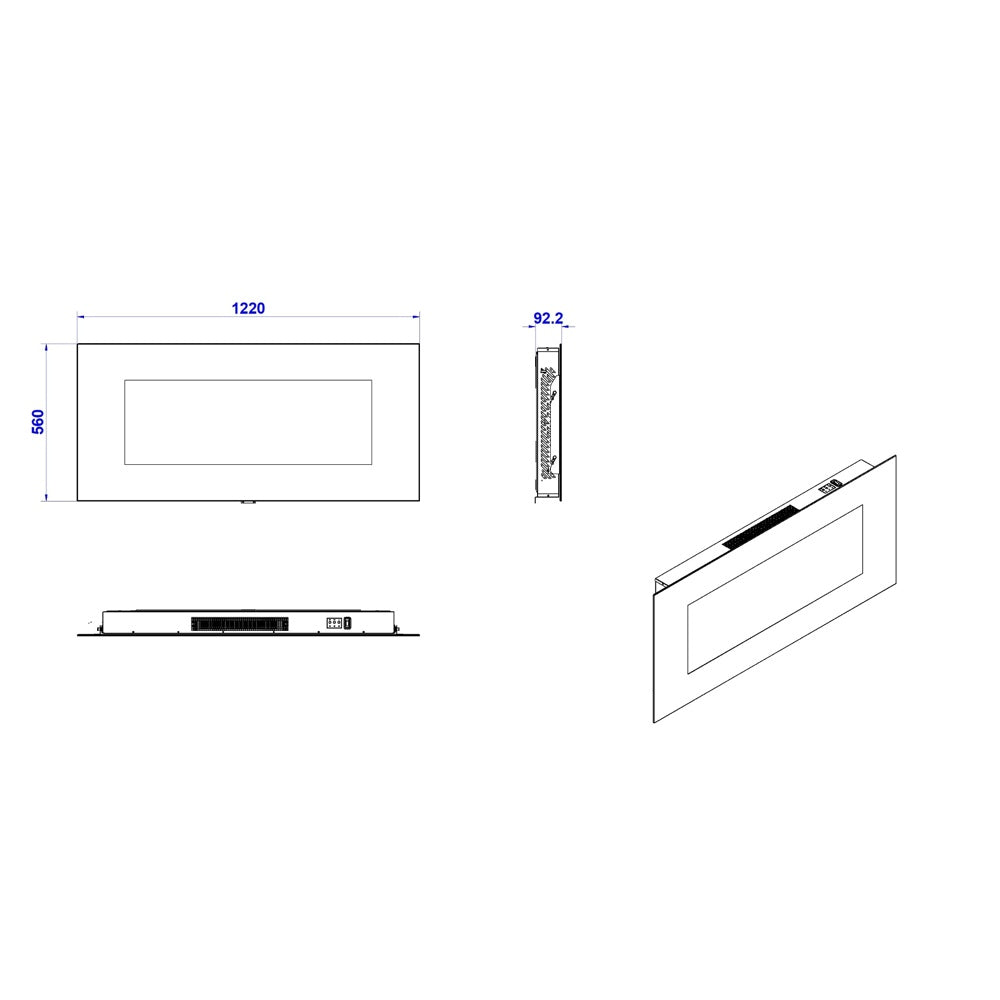 CAMINO ELETTRICO DA PARETE DALLAS  L127 x P 11 x H50
