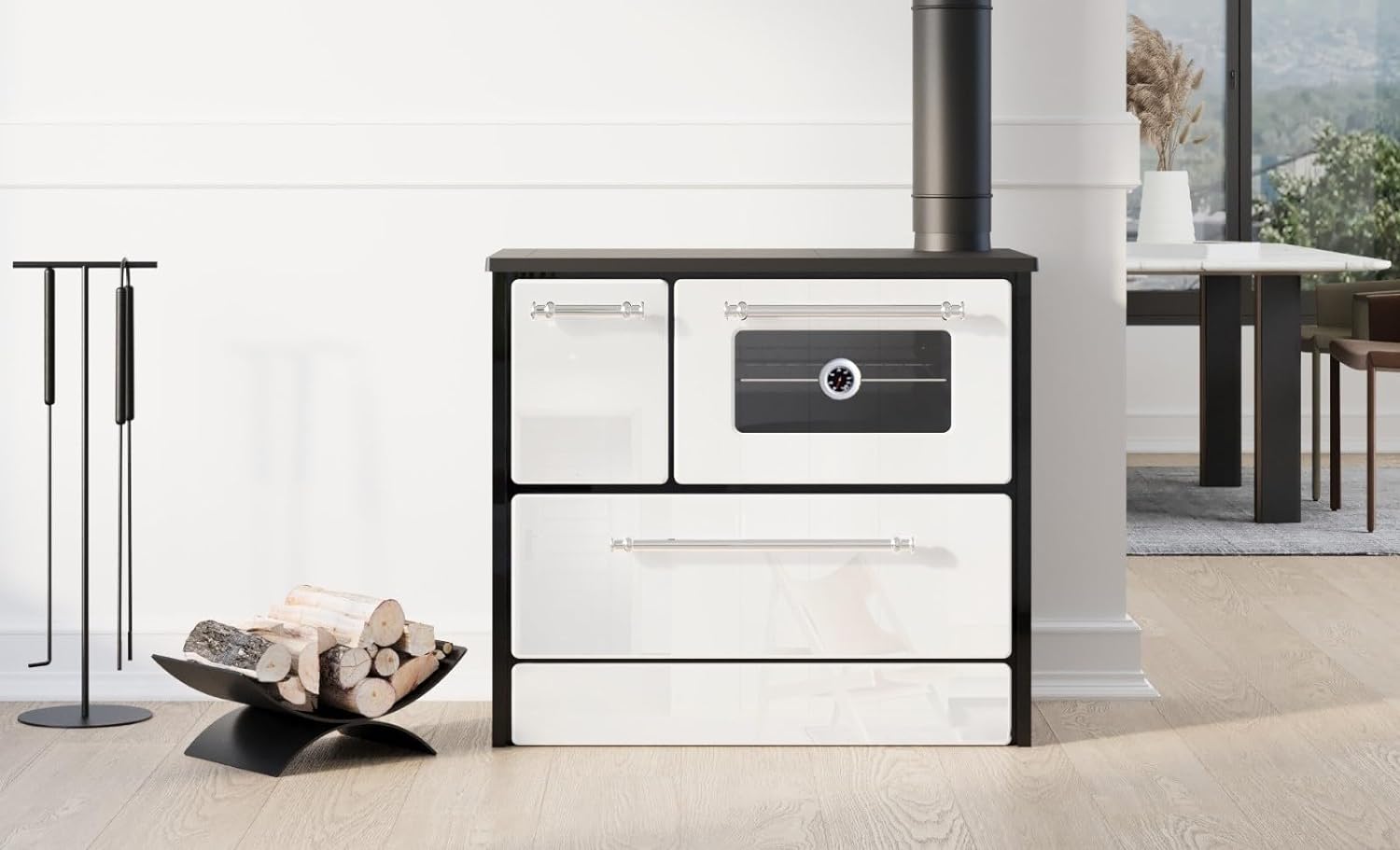 CUCINA A LEGNA BEATRICE CREMA 9 KW 87 x 51 x H 79