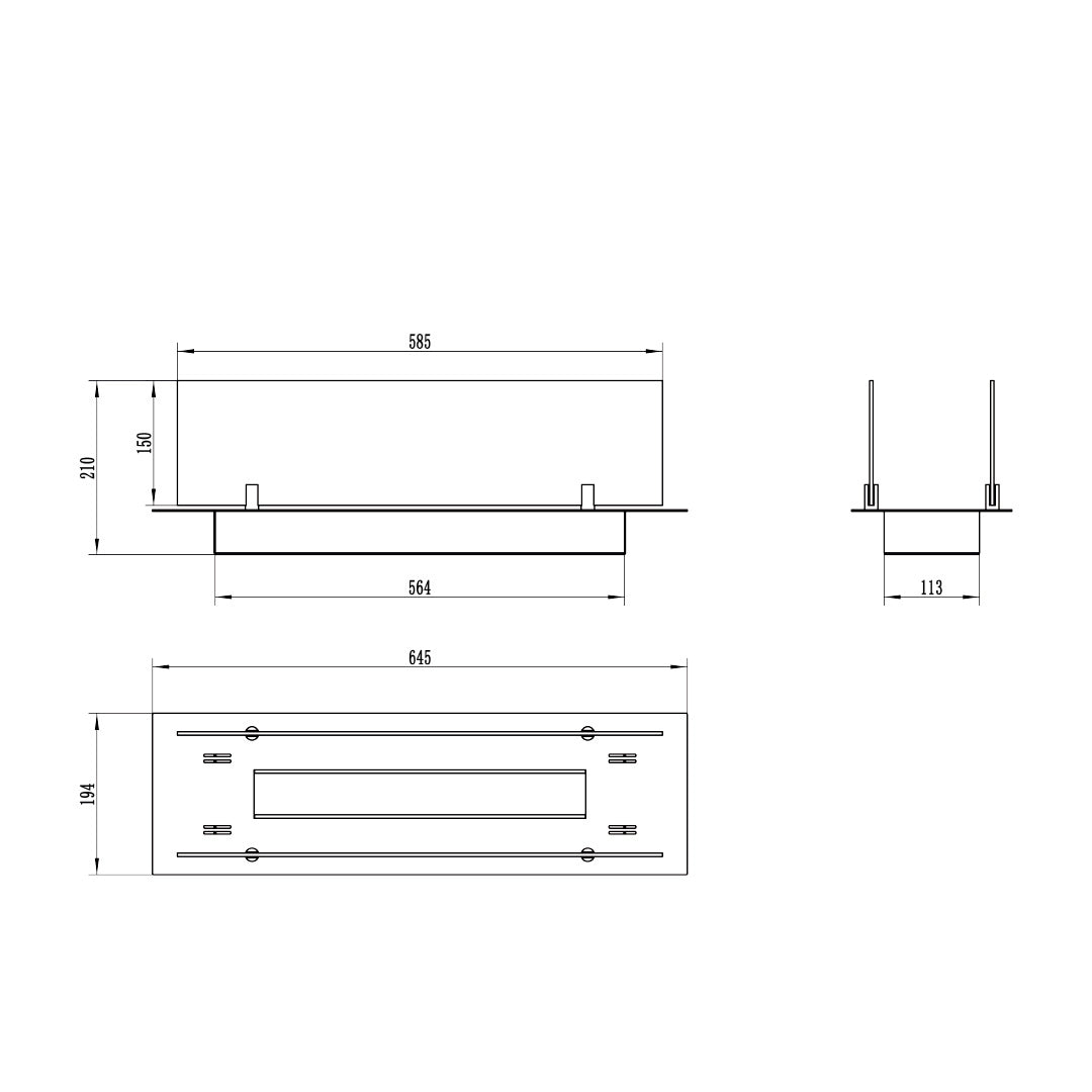 BRUCIATORE INCASSO ACCIAIO INOX 65 CM CON VETRI
