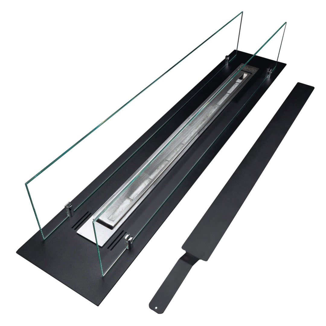 BRUCIATORE INCASSO ACCIAIO INOX 100 CM CON VETRI