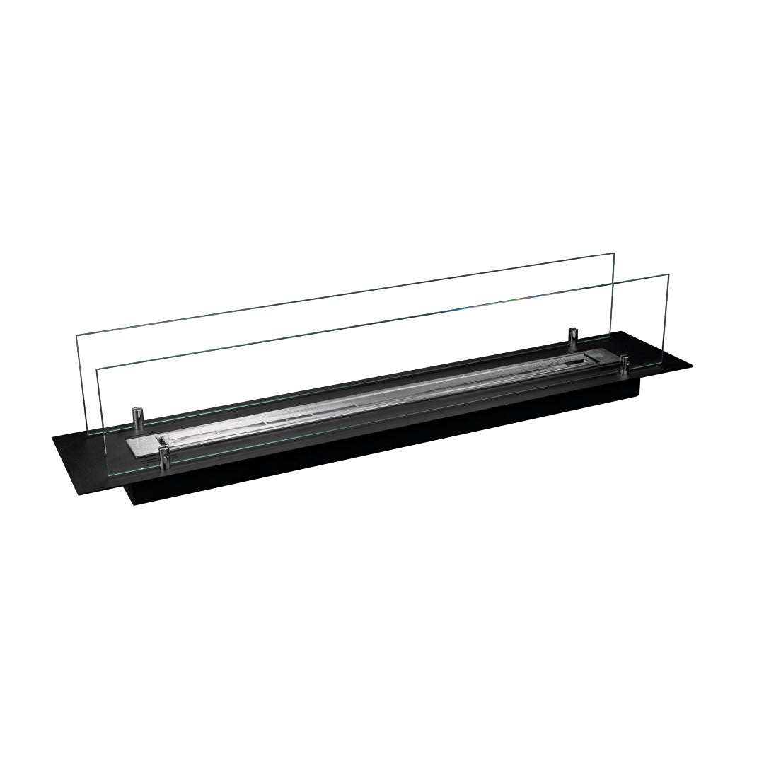 BRUCIATORE INCASSO ACCIAIO INOX 100 CM CON VETRI