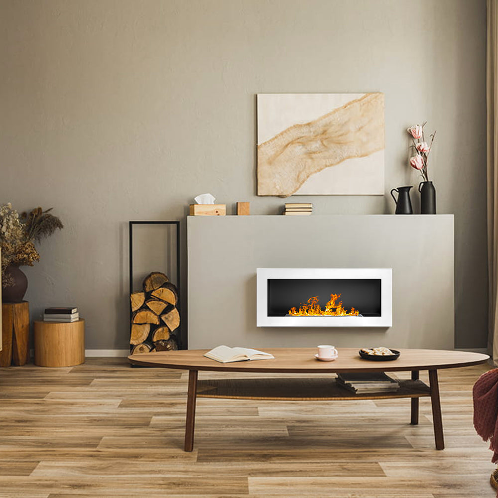 BIOCAMINO DA PARETE/INCASSO LUCCA BIANCO L 90 x P 12 x H 40