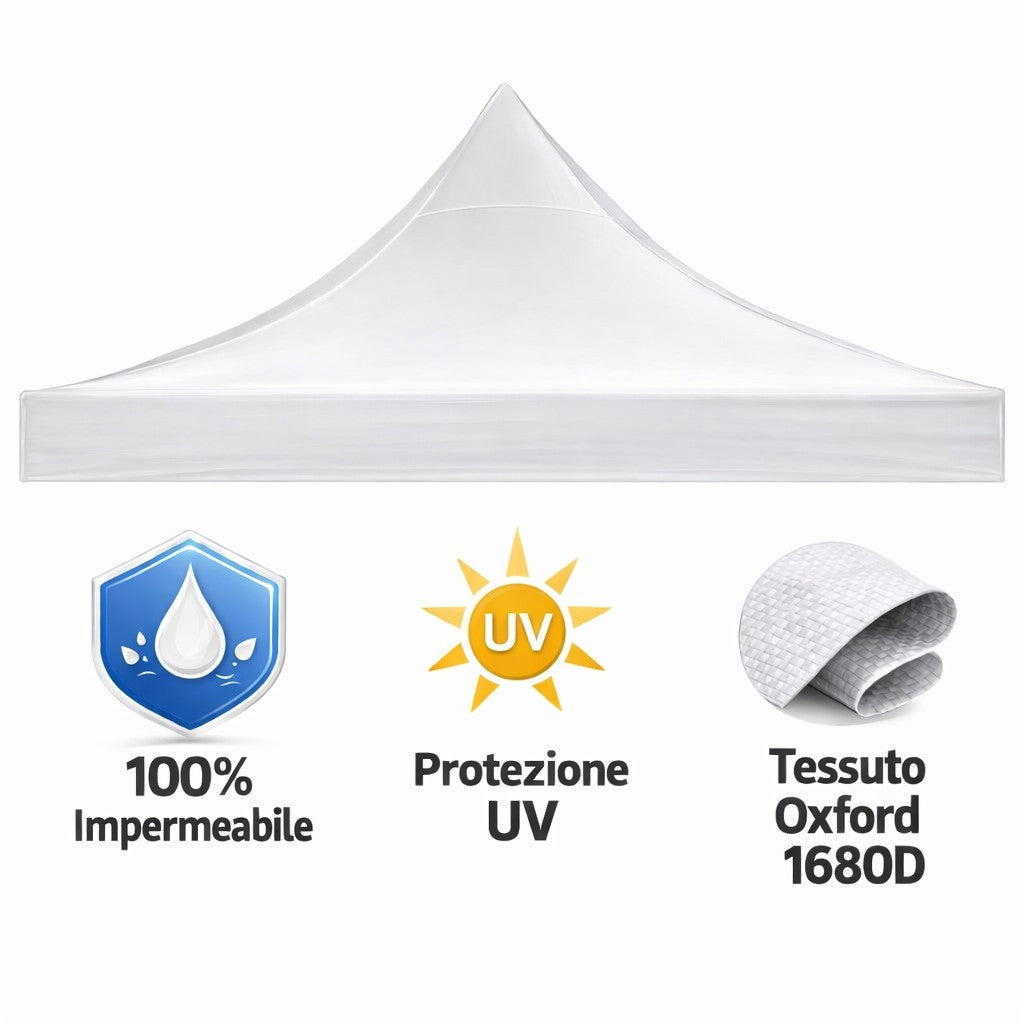 TELO LATERALE 3X2 BIANCO 1680D RIVESTITO PVC MARKET-PRO