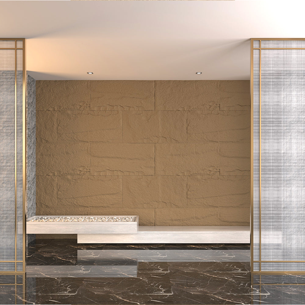 Pannello decorativo effetto roccia pietra 3D set 10 pz 7,2 mt2 rivestimento murale in PU 120 x 60 x 3 Tufo