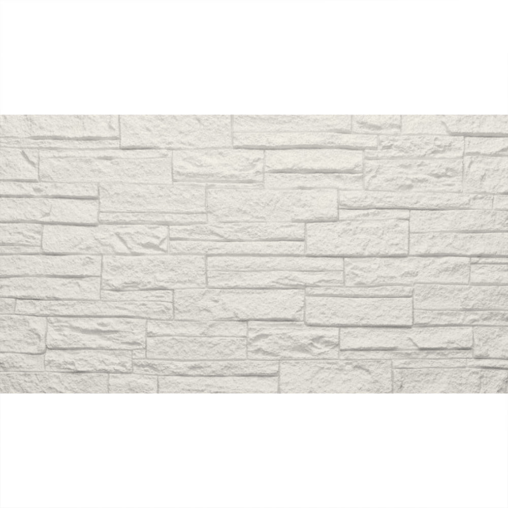 Pannello decorativo effetto pietra mattoni 3D set 12 pz 8,6 mt2 rivestimento murale in PU 120 x 60 x 2,5 Quarzite Bianco