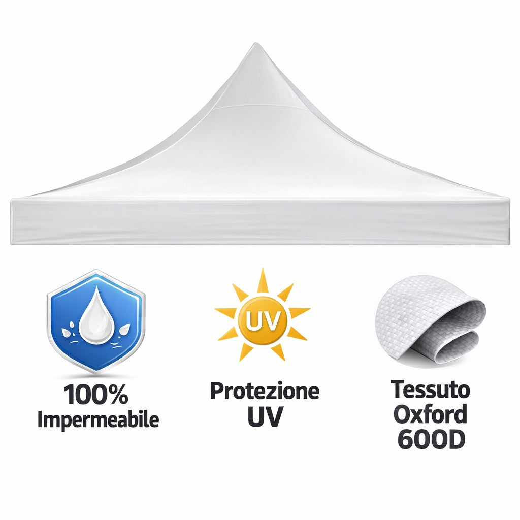 TELO LATERALE 6X2 BIANCO RICAMBIO GAZEBO MARKET