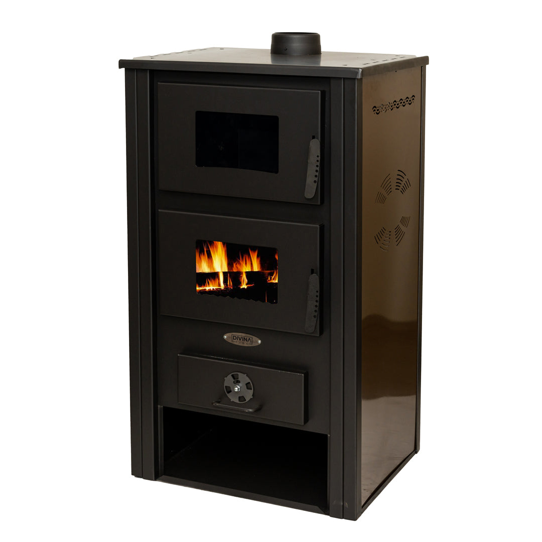 Stufa a legna con forno in acciaio ADA 12,2 KW L 57 x P 46 x H 105  Bordeaux