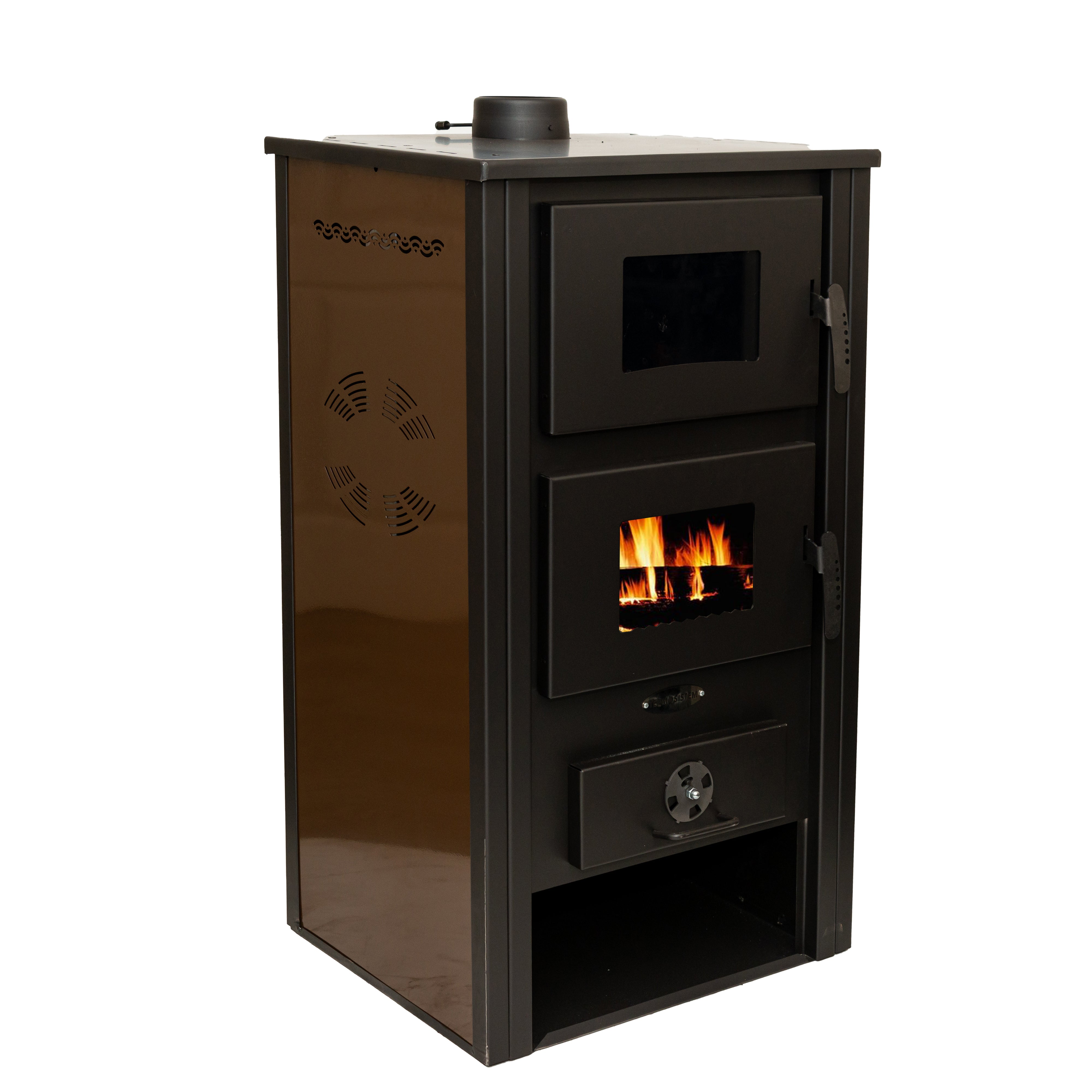 Stufa a legna con forno in acciaio ADA 12,2 KW L 57 x P 46 x H 105  Bordeaux