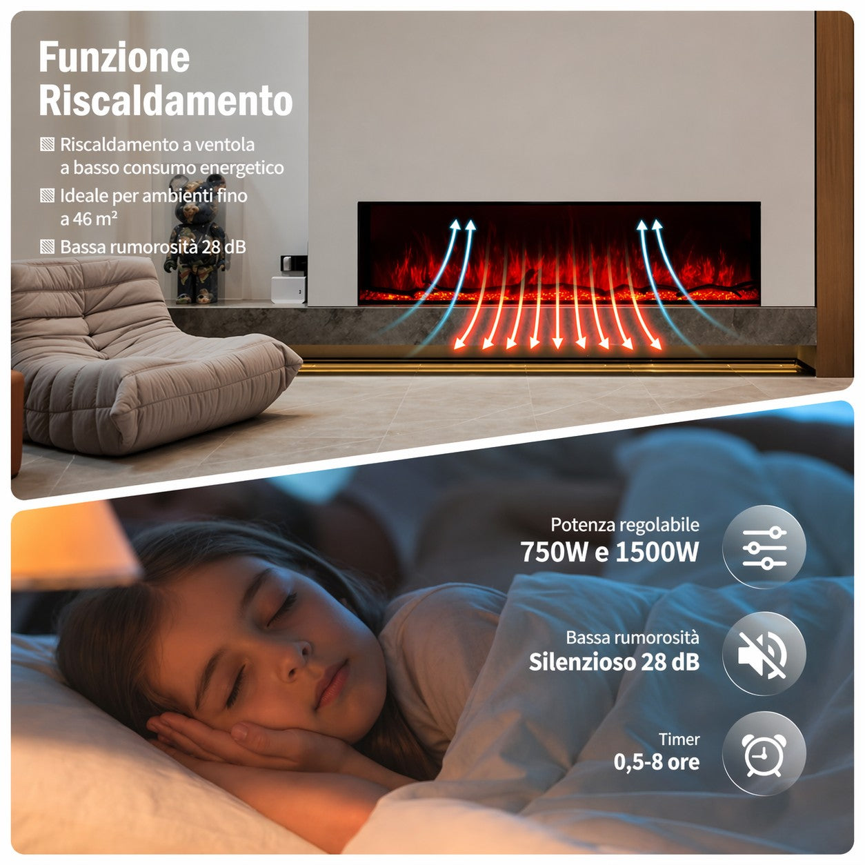 Camino elettrico da incasso tecnologia LDC LED FILADELFIA130